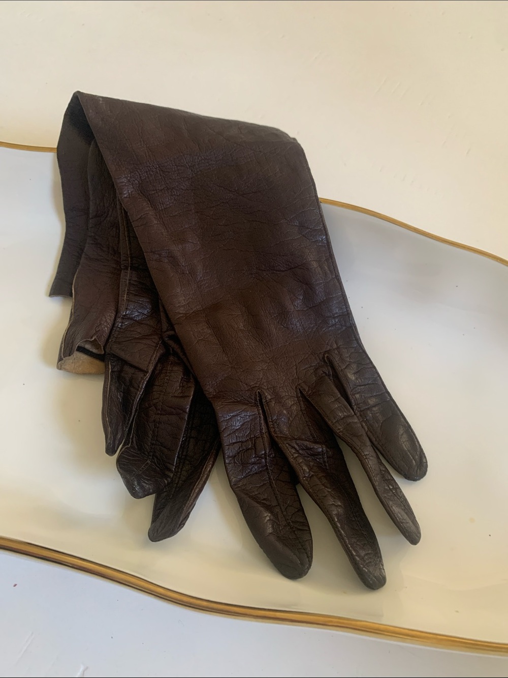Roger Fare Leather Gloves in Dark Brown